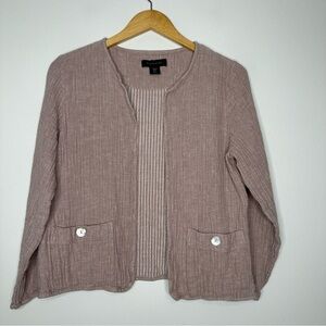 Tahari Linen Blend Pink Cardigan Gauze Size M